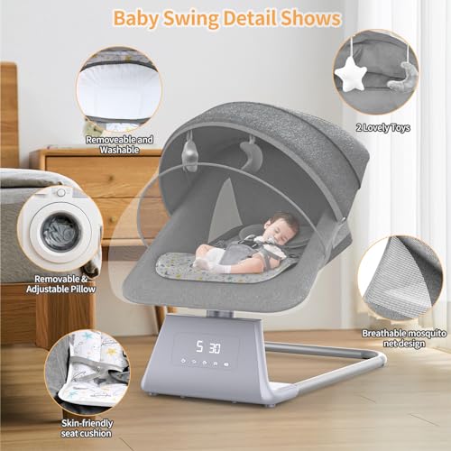 Portable Baby Swing with Remote and Bluetooth Technology