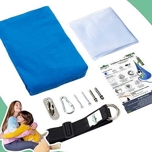 OUTREE Kids Pod Swing Seat 100% Cotton Child Hammock Chair for Indoor and Outdoor use (Blue)