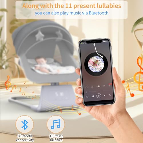 Portable Baby Swing with Remote and Bluetooth Technology