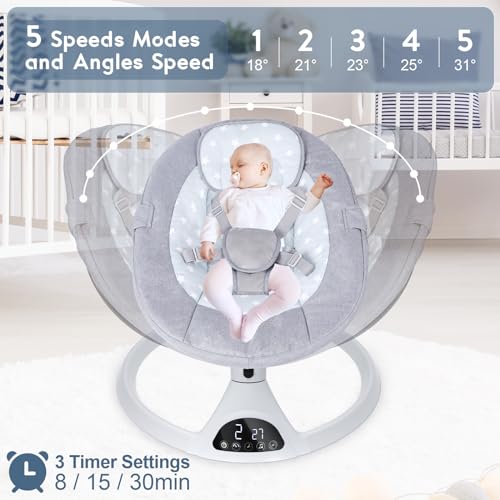 Omzer Electric Baby Swing with Bluetooth Speaker & Timer