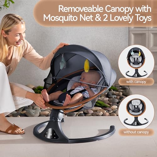 Electric Bluetooth Baby Swing with Remote-Control, 5 Speeds