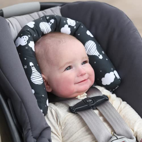 Travel Bug Baby & Toddler 2-in-1 Head Support Duo Head Support for Car Seats, Strollers & Bouncers, (Balloons)
