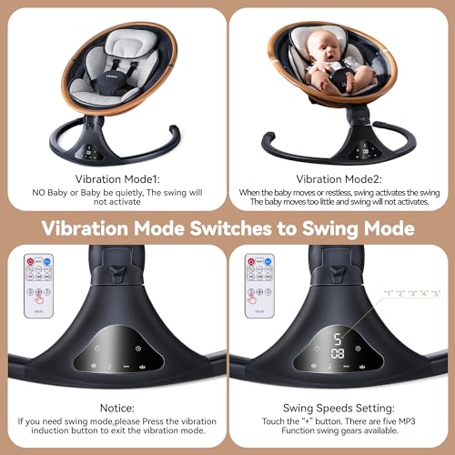 Electric Bluetooth Baby Swing with Remote-Control, 5 Speeds