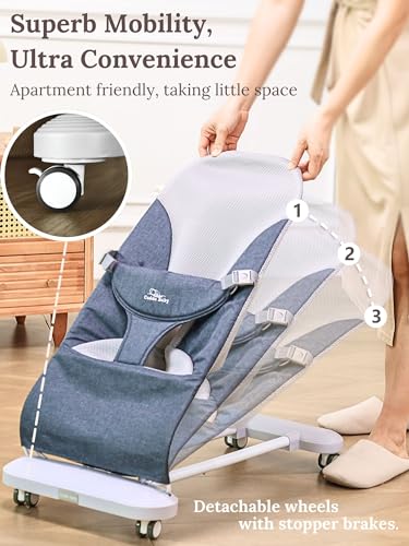 4-in-1 Portable Baby Bouncer Seat with Removable Wheels