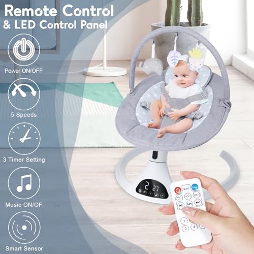 Omzer Electric Baby Swing with Bluetooth Speaker & Timer
