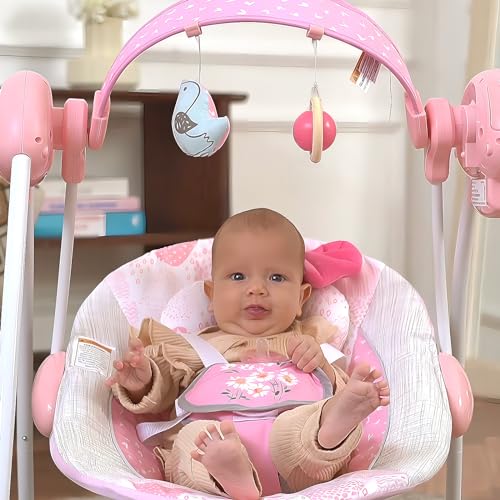 Portable Electric Baby Swing with Music, 6-Speed, Soft Pink