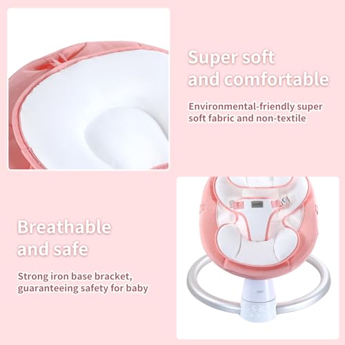 Portable Electric Baby Swing with Bluetooth, 5 Swing Speeds