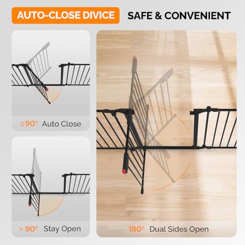 Bonnlo 122-Inch Wide Configurable Baby Gate Fireplace Safety Fence/Guard Adjustable 5-Panel Metal Play Yard for Toddler/Pet/Dog Christmas Tree Fence, Includes 4 Pack of Wall Mounts, Black