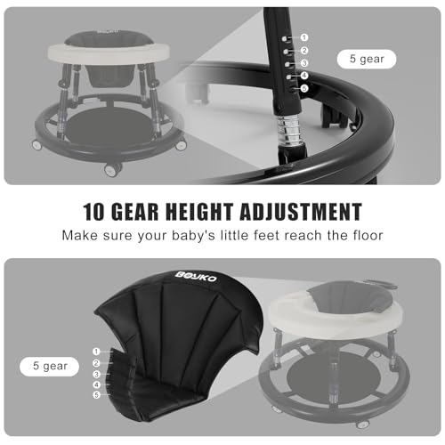 Adjustable 10-Gear Baby Walker with Shockproof Wheels