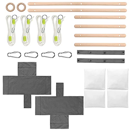 Mlian Double Baby Kids Toddler Canvas Hanging Swing Seat Chair Indoor and Outdoor Hammock Backyard Outside Swing 6-36 Months with Cushion for 2 Kids (Gray)