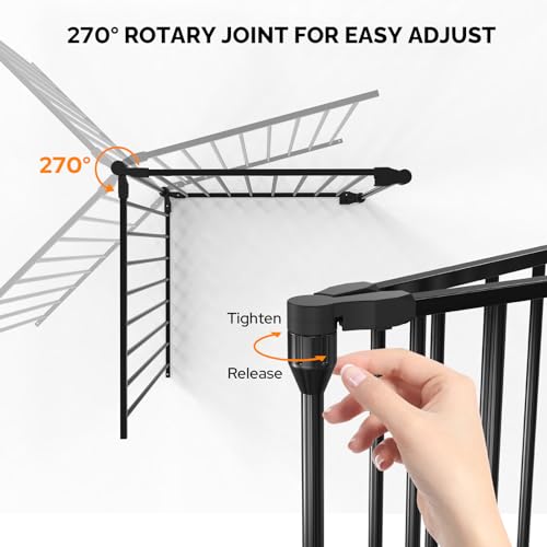 Bonnlo 122-Inch Wide Configurable Baby Gate Fireplace Safety Fence/Guard Adjustable 5-Panel Metal Play Yard for Toddler/Pet/Dog Christmas Tree Fence, Includes 4 Pack of Wall Mounts, Black