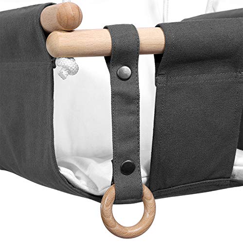 Mlian Double Baby Kids Toddler Canvas Hanging Swing Seat Chair Indoor and Outdoor Hammock Backyard Outside Swing 6-36 Months with Cushion for 2 Kids (Gray)