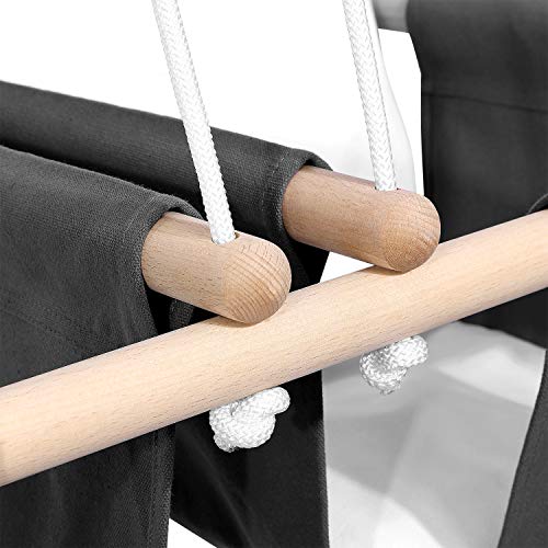 Mlian Double Baby Kids Toddler Canvas Hanging Swing Seat Chair Indoor and Outdoor Hammock Backyard Outside Swing 6-36 Months with Cushion for 2 Kids (Gray)