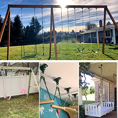 BETOOLL 2400 lb Capacity Heavy Duty Swing Hangers for Wooden Sets Playground Porch Indoor Outdoor & Hanging Snap Hooks Green (2pcs)