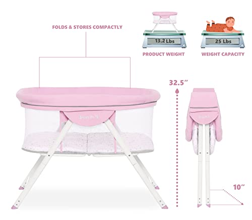 Dream On Me Poppy Traveler Portable Bassinet in Purple and Pink