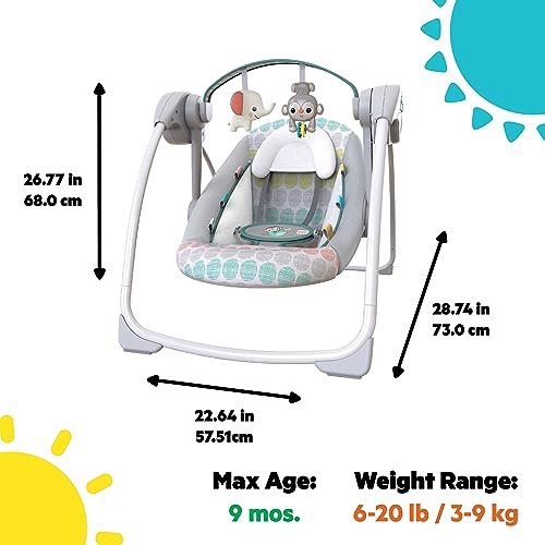 Bright Starts Whimsical Wild Portable Compact Automatic Swing with Melodies