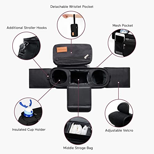 Universal Stroller Organizer with Insulated Cup Holder by Momcozy - Detachable Phone Bag & Shoulder Strap, Fits for Stroller like Uppababy, Baby Jogger, Britax, Bugaboo, BOB, Umbrella and Pet Stroller