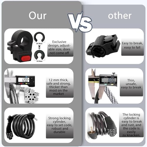 Secure 4ft Combination Lock for Electric Scooters