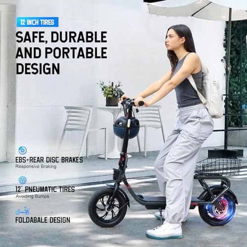 SISIGAD Electric Scooter with Seat, 600W Motor
