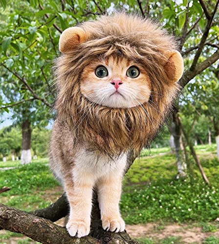 Adjustable Brown Lion Mane Costume for Cats