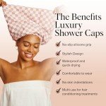 Kitsch Stylish Waterproof Shower Cap - Terracotta Checker