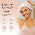 Kitsch Stylish Waterproof Shower Cap - Terracotta Checker