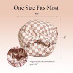 Kitsch Stylish Waterproof Shower Cap - Terracotta Checker
