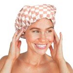 Kitsch Stylish Waterproof Shower Cap - Terracotta Checker
