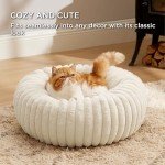 Cozy Donut Cat and Small Dog Bed - Cream
