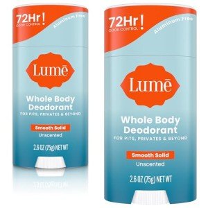 Lume Whole Body Deodorant Stick - Unscented, 72 Hour Odor Control