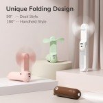 JISULIFE Mini Handheld Fan with Power Bank (Pink)