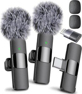 Wireless Lavalier Microphones for Video Recording - 2 Pack