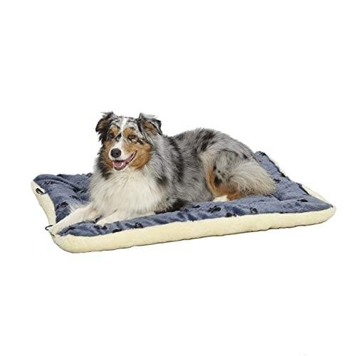 Reversible Blue & White Paw Print Dog Bed