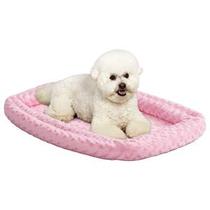 Pink Plush 24-Inch Bolster Pet Bed for Crates