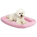 Pink Plush 24-Inch Bolster Pet Bed for Crates