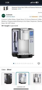 Cuisinart Single Serve Coffee Maker with Reservoir