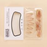 Almond Press-On Nails with Gold Line Design