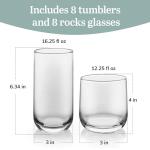 16-Piece Curved Tumbler and Rocks Glass Set