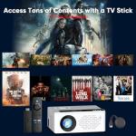 TMY 1080P Mini Bluetooth Projector with Screen