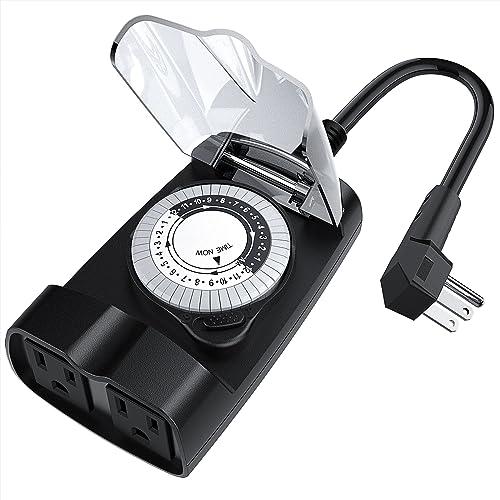 G-Homa 24 Hour Waterproof Outdoor Timer Outlet