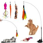 Interactive Cat Toy with 5 Feather Accessories