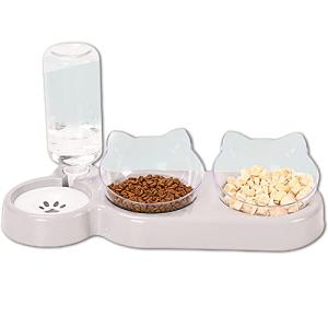 3-In-1 Cat Bowl Set with Water Dispenser