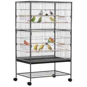 PawHut Large Grey Bird Cage with Stand