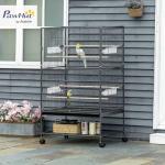 PawHut Large Grey Bird Cage with Stand