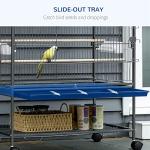 PawHut Large Grey Bird Cage with Stand