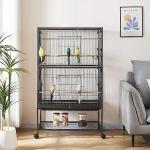 Large Black Bird Cage with Rolling Stand