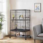 Large Black Bird Cage with Rolling Stand