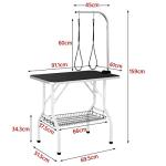 Yaheetech Foldable Dog Grooming Table 36'' Height Adjustable Pet Grooming Table w/Tool Shelf for Small/Medium Dogs/Cats Texture Groomers Table w/2 Loops, Black