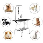 Yaheetech Foldable Dog Grooming Table 36'' Height Adjustable Pet Grooming Table w/Tool Shelf for Small/Medium Dogs/Cats Texture Groomers Table w/2 Loops, Black