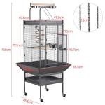 Large Open Top Bird Cage with Rolling Wheels